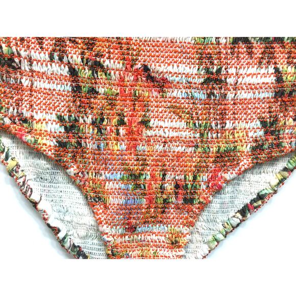 Rococo Sand Size Small Ruffle Smocked Floral Bodysuit Straps Orange‎ Sunset - Picture 5 of 12